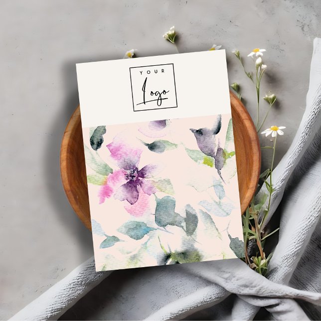 Blush Pink Purple Floral Logo Blank Jewelry Holder Business Card (Creator Uploaded)