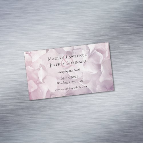 Blush Pink Purple Hydrangea garden save the date Business Card Magnet