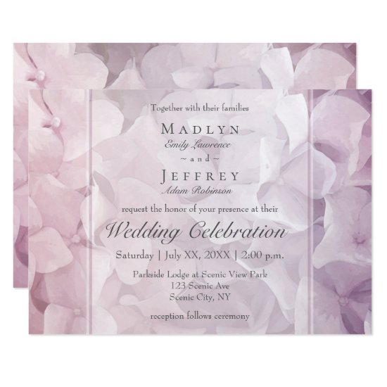 Blush Pink Purple Hydrangea Garden Wedding Invitation