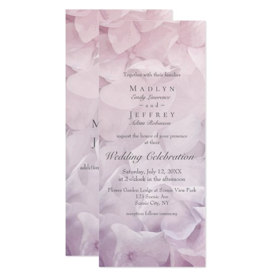 Blush Pink Purple Hydrangea Summer Garden Wedding Invitation
