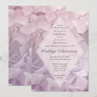 Blush Pink Purple Hydrangea Summer Garden Wedding Invitation