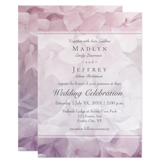 Blush Pink Purple Hydrangea Summer Wedding Card