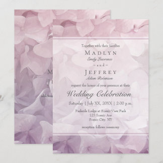 Blush Pink Purple Hydrangea Summer Wedding Invitation