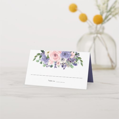 Blush Pink Purple Lavender Floral Wedding  Place Card