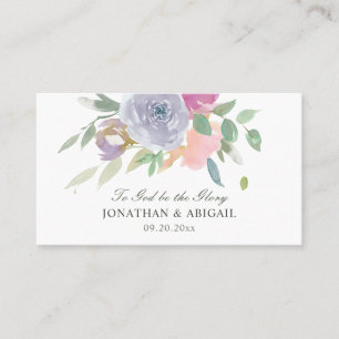 Blush Pink Purple Simple Floral Christian Wedding Business Card