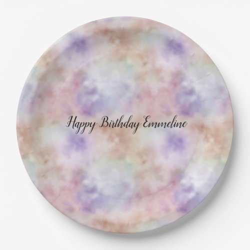 Blush Pink Purple Tie dye            Paper Plates