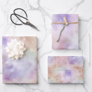 Blush Pink Purple Tie dye Wrapping Paper Sheets