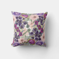 Blush Pink Purple Watercolor Floral Sage Green