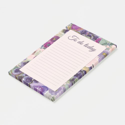 Blush Pink Purple Watercolor Floral To Do List Post_it Notes