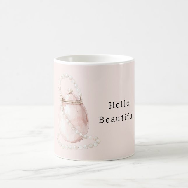 Blush Pink Purse Pearls Coffee Mug (Center)