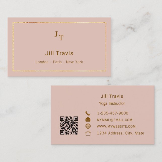 Blush pink QR code Business Card (Front/Back)