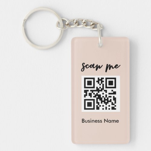 Blush Pink QR Code Business Card Your Logo Custom Keychain