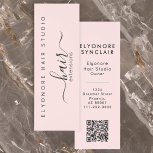 Blush Pink QR Code Hair Extensions Business Card Bookmarks