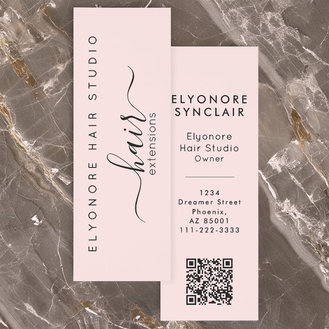 Blush Pink QR Code Hair Extensions Business Card Bookmarks (Creator Uploaded)