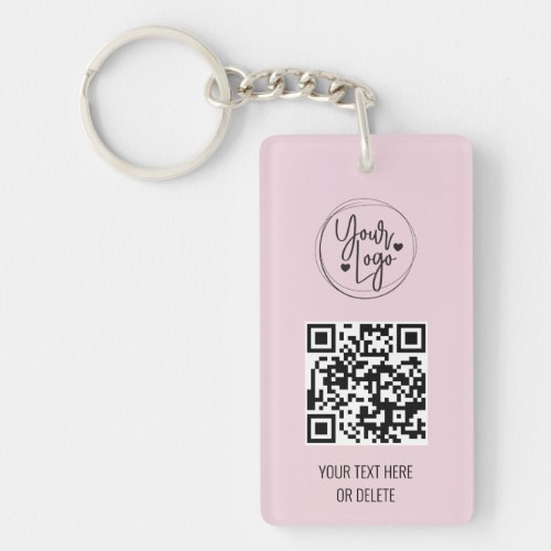 Blush Pink QR Code Logo Business Keychain