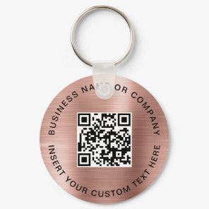 Blush Pink QR Code Modern Business  Keychain
