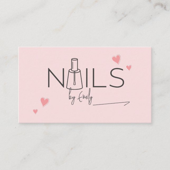 Blush Pink QR CODE Nail Salon  Business Card (Front)