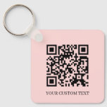 Blush Pink QR | Minimalist Custom Text Keychain