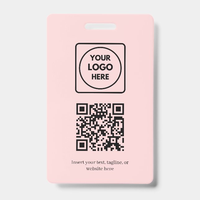 Blush Pink QR | Professional Business Logo Design Badge (Front)