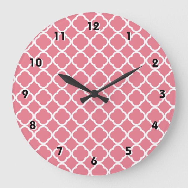 Blush Pink Quatrefoil Large Clock (Front)