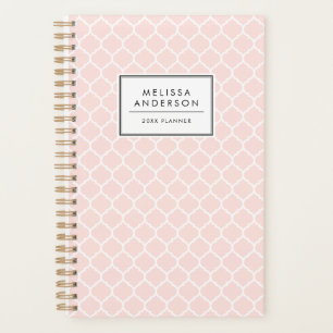 Blush Pink Quatrefoil Pattern Personalized Planner
