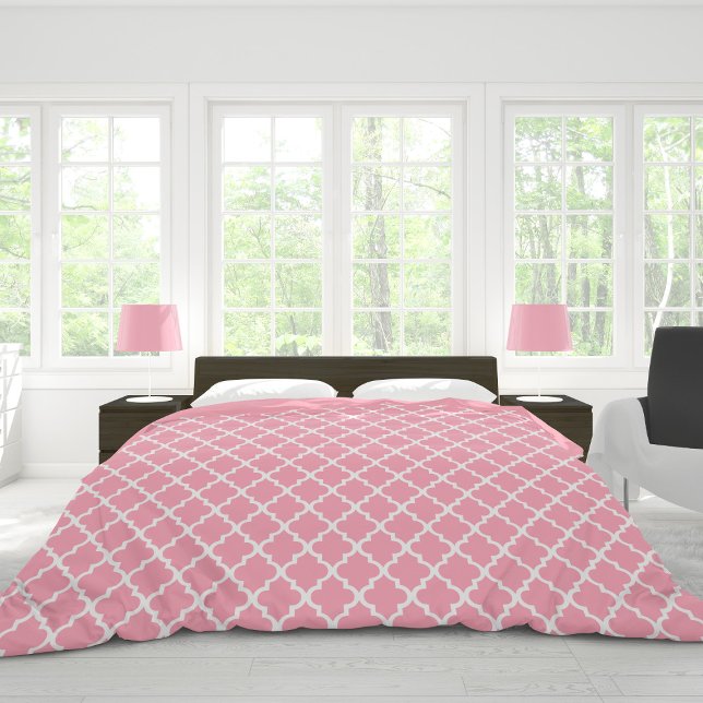 Blush Pink Quatrefoil Tiles Pattern Duvet Cover (Creator Uploaded)