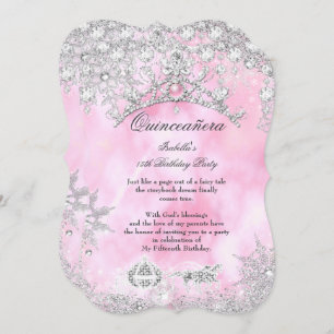 Blush pink Quinceanera 15th Winter Wonderland Invitation