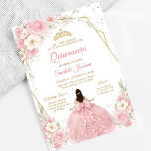 Blush Pink Quinceanera Birthday Invitation