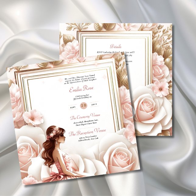 Blush Pink Quinceanera Ceremony Reception     Invitation (Creator Uploaded)