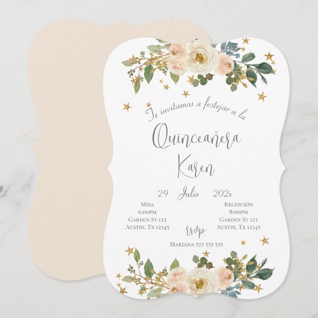 Blush Pink Quinceanera invitation (Front/Back)