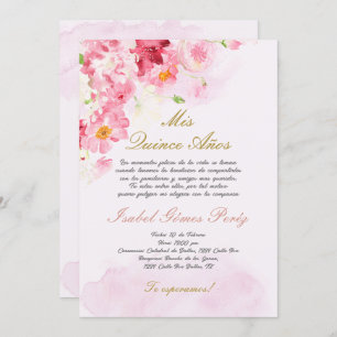 Blush pink Quinceanera invitation in Spanish