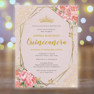 Blush Pink Quinceanera invitation postcard