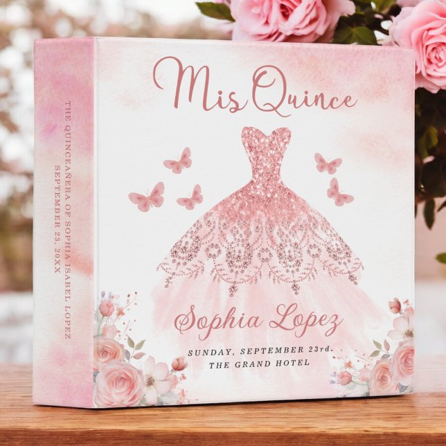 Blush Pink Quinceanera Photo Album and Planner 3 Ring Binder (Creator Uploaded)