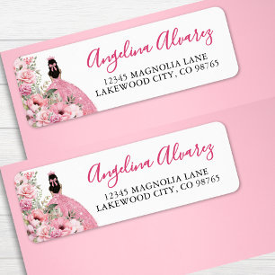 Blush Pink Quinceanera Return Address Label