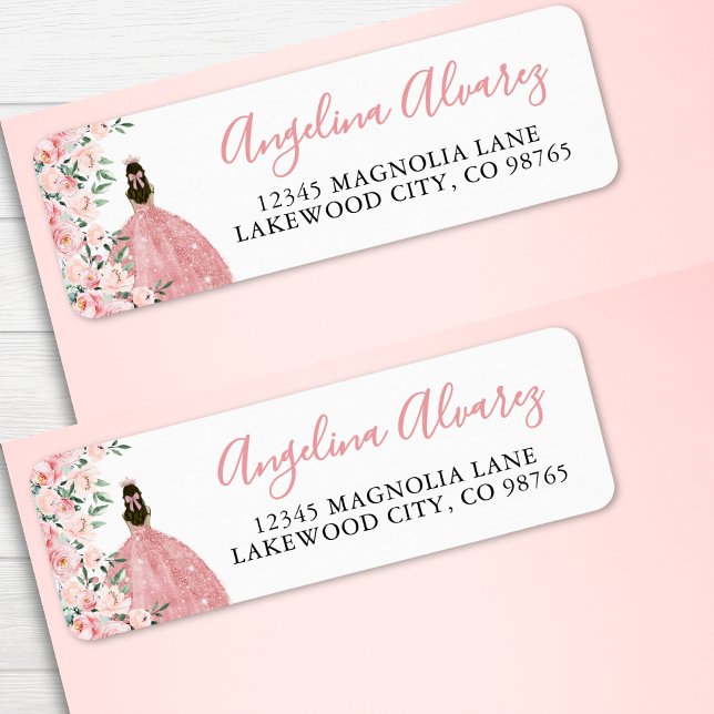 Blush Pink Quinceanera Return Address Label (Creator Uploaded)