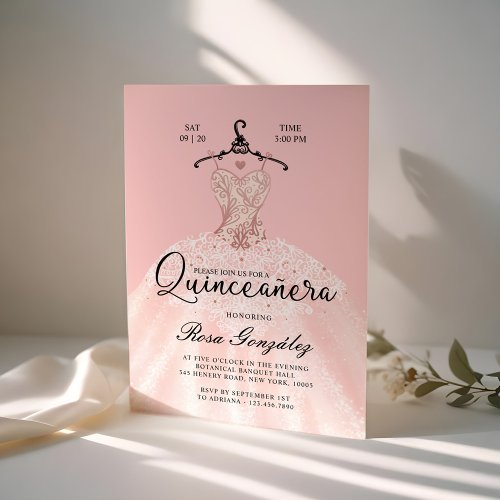 Blush Pink Quinceaera Roya Gown Blush Pink Invitation