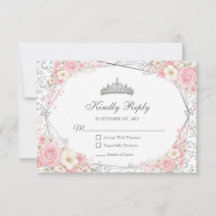 Blush Pink Quinceañera Silver Butterfly