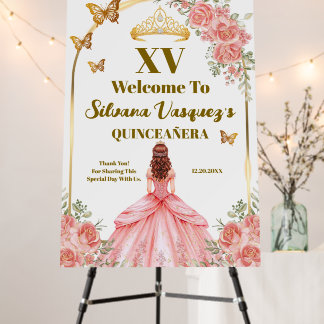 Blush Pink Quinceanera Welcome Sign