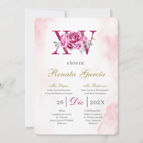 Blush pink quinceañera with pink rose