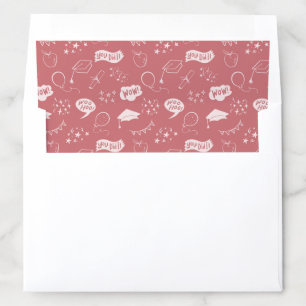 Blush Pink Quirky Hand Drawn Grad Icon Pattern Envelope Liner