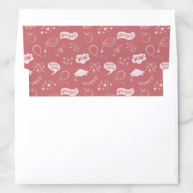 Blush Pink Quirky Hand Drawn Grad Icon Pattern Envelope Liner (In Envelope)