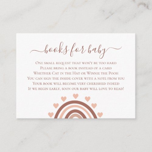 Blush Pink Rainbow Baby Book Request Enclosure Card