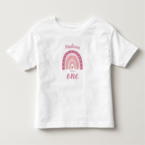 Blush Pink Rainbow Boho First Birthday Toddler T_shirt