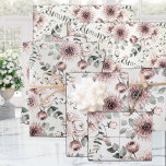 Blush Pink Ranunculus Dahlia Eucalyptus Garden Wrapping Paper Sheets<br><div class="desc">Floral blush pink ranunculus and dahlias with silver green eucalyptus vines wedding wrapping paper.</div>