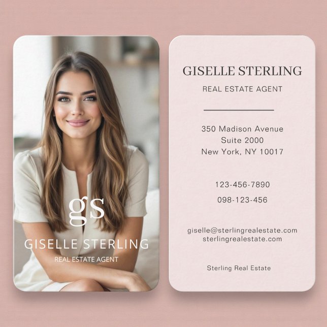 Blush Pink Real Estate Photo Business Business Card (Creator Uploaded)