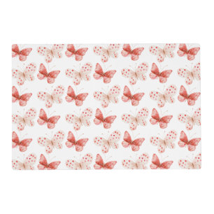 Blush Pink Red Butterflies Birthday Placemat