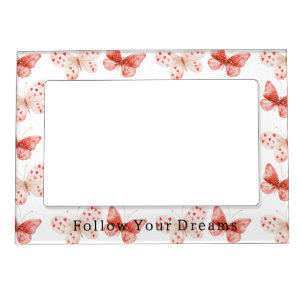 Blush Pink Red Butterflies Magnetic Frame