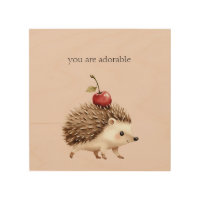 Blush Pink Red Cherry Adorable Hedgehog