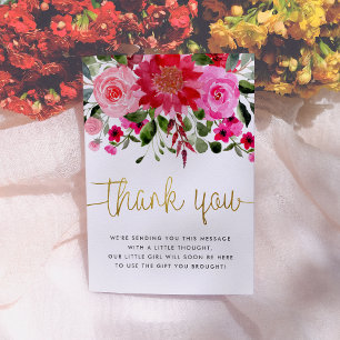 Blush Pink & Red Floral Baby Shower Thank You
