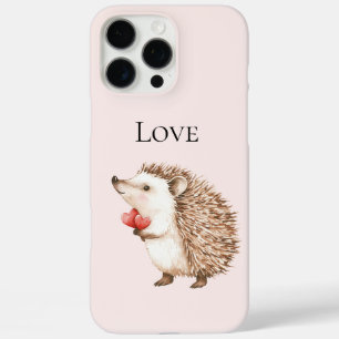 Blush Pink Red Hearts Hedgehog Love iPhone 16 Pro Max Case